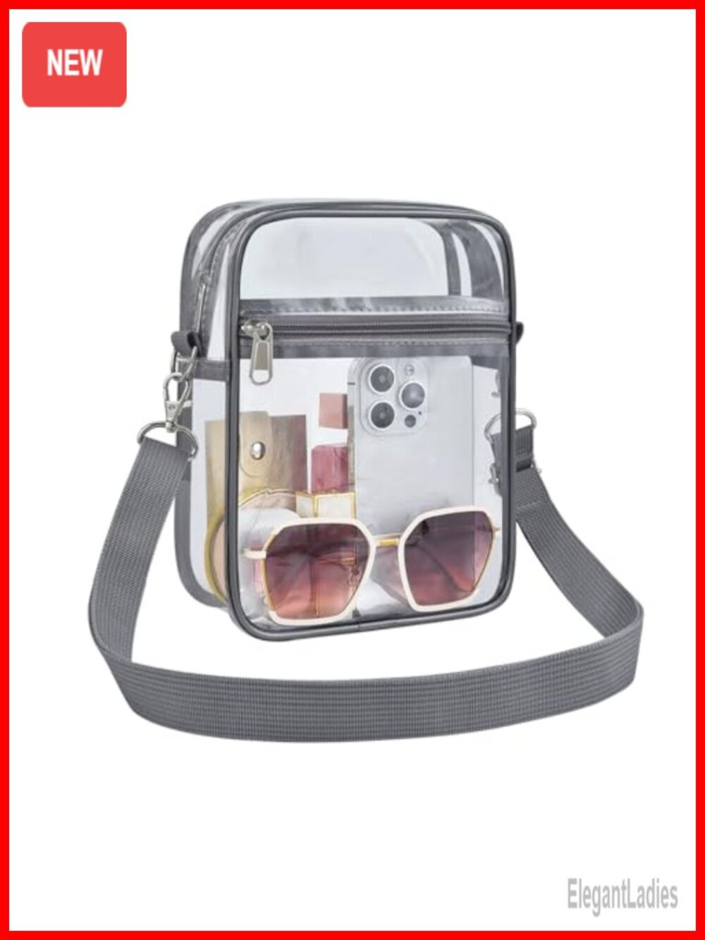 Clear Purse Stadium Approved Transparent Messenger Crossbody Bag